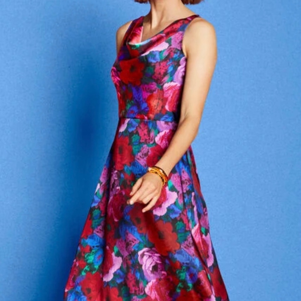 Talbots Fit & Flair Cowl Neck Sleeveless Cocktail Dress Size 16 NWT